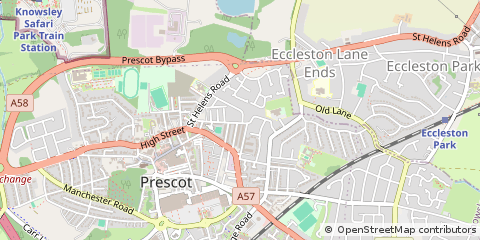 Map of Prescot Merseyside, Merseyside