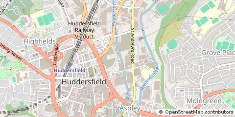 Map of Huddersfield, West Yorkshire