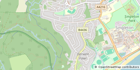 Map of Sketty, Swansea West Glam