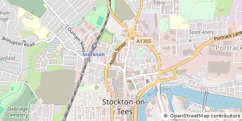 Map of Stockton-on-Tees, Cleveland