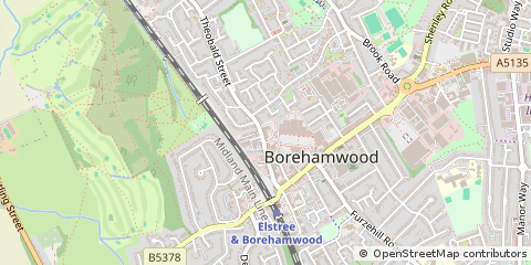 Map of Elstree, Borehamwood, Hertfordshire