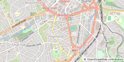 Map of Sheffield, South Yorkshire