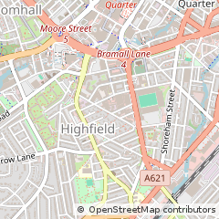 Map of Sheffield, South Yorkshire