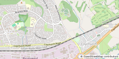 Map of Bridgend, Mid Glamorgan