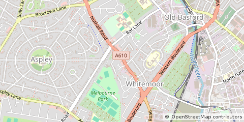 Map of Nottingham, Nottinghamshire