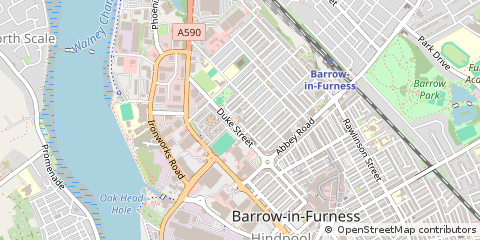 Map of Barrow-in-Furness, Lancashire