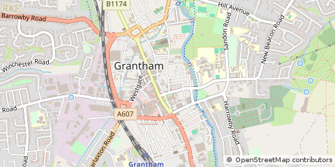 Map of Grantham, Lincolnshire