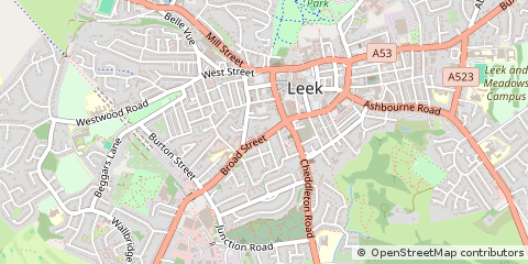 Map of Leek, Staffordshire