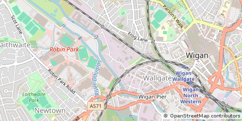 Map of Wigan, Lancashire