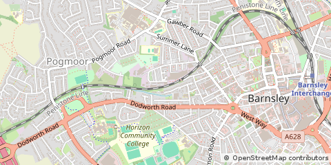 Map of Barnsley, South Yorkshire