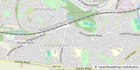 Map of Nuneaton, Warwickshire