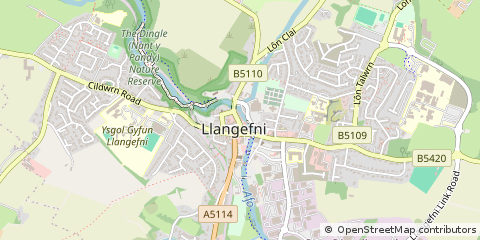 Map of Llangefni, Anglesey