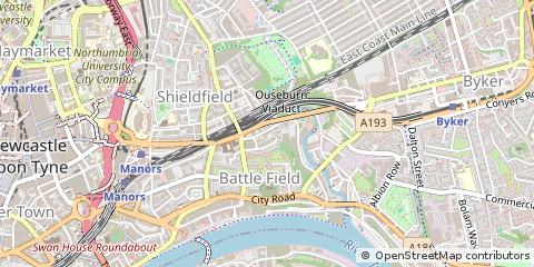 Map of Newcastle Upon Tyne, Tyne and Wear