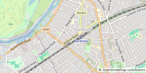 Map of Surbiton, Surrey