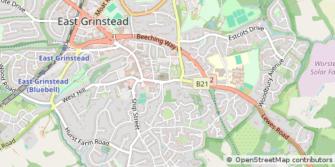 Map of East Grinstead, West Sussex