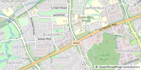 Map of Milton Keynes, Buckinghamshire