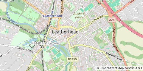 Map of Leatherhead, Surrey