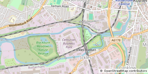 Map of Rotherham, South Yorkshire