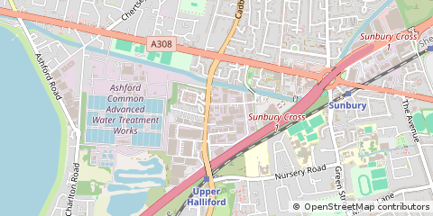 Map of Sunbury-on-Thames, Surrey