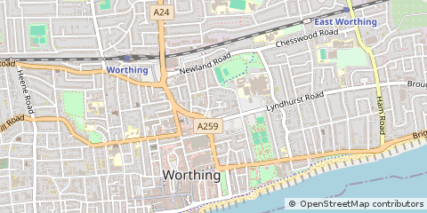 Map of Worthing, West Sussex