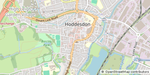 Map of Hoddesdon, Hertfordshire