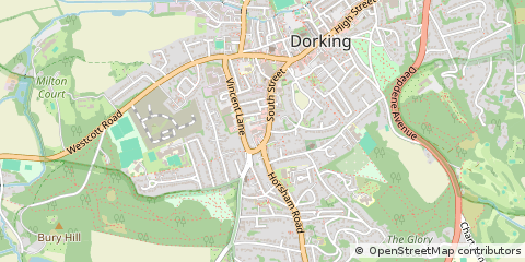 Map of Dorking, Surrey