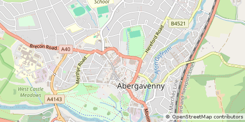 Map of Abergavenny, Herefordshire