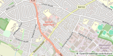 Map of Solihull, West Midlands