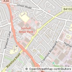 Map of Solihull, West Midlands