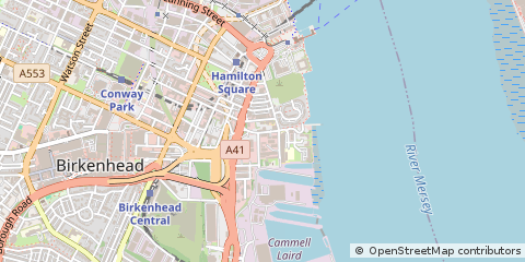 Map of Birkenhead, Merseyside