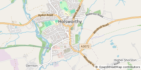 Map of Holsworthy, Devon