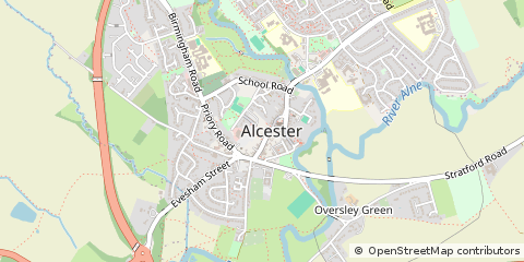 Map of Alcester, Warwickshire