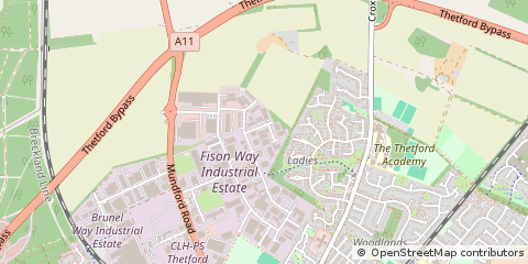 Map of Thetford, Norfolk