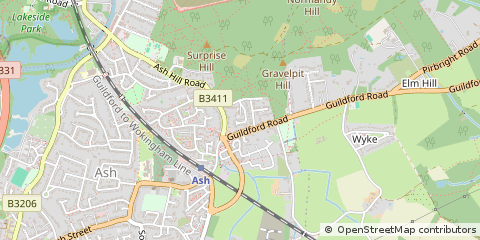 Map of Aldershot, Surrey