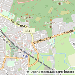 Map of Aldershot, Surrey