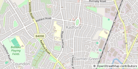 Map of Radford, Coventry, West Midlands