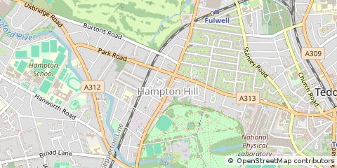 Map of Hampton Hill, Middlesex