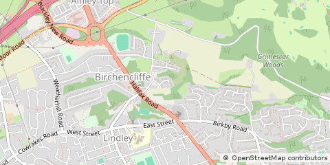 Map of Huddersfield, West Yorkshire