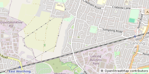 Map of Lancing, West Sussex
