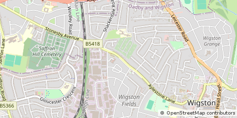 Map of Wigston, Leicestershire