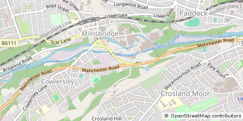 Map of Huddersfield, West Yorkshire
