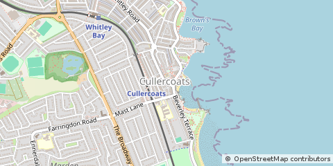 Map of Cullercoats, Tyne & Wear