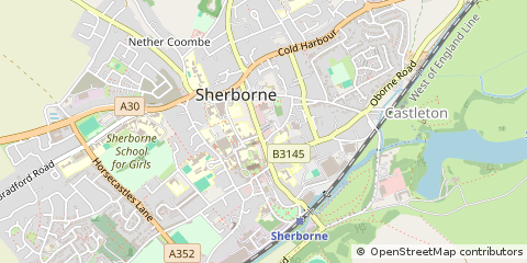 Map of Sherborne, Dorset