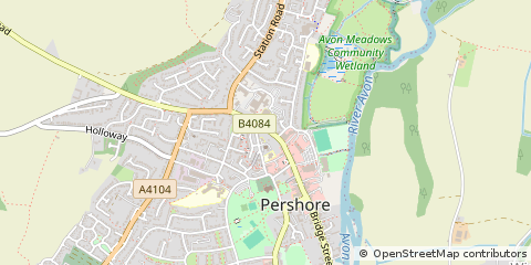 Map of Pershore, Worcestershire