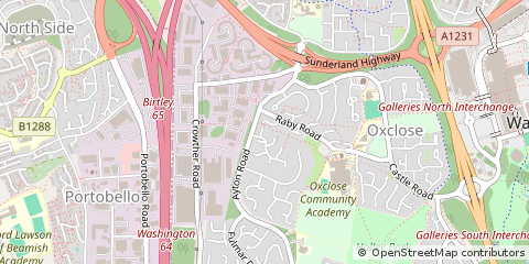 Map of Washington, Tyne and Wear