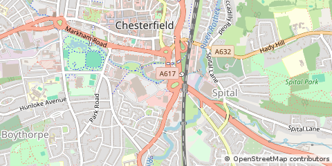 Map of Chesterfield, Derbyshire