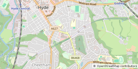 Map of Hyde, Cheshire