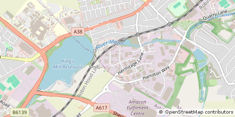 Map of Mansfield, Nottinghamshire