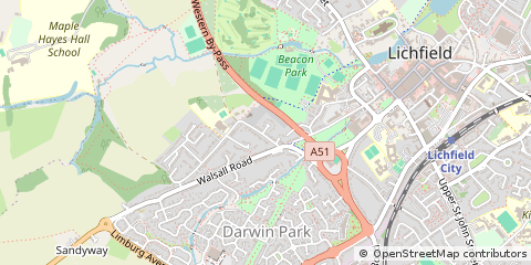 Map of Lichfield, Staffordshire