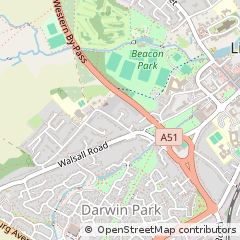 Map of Lichfield, Staffordshire